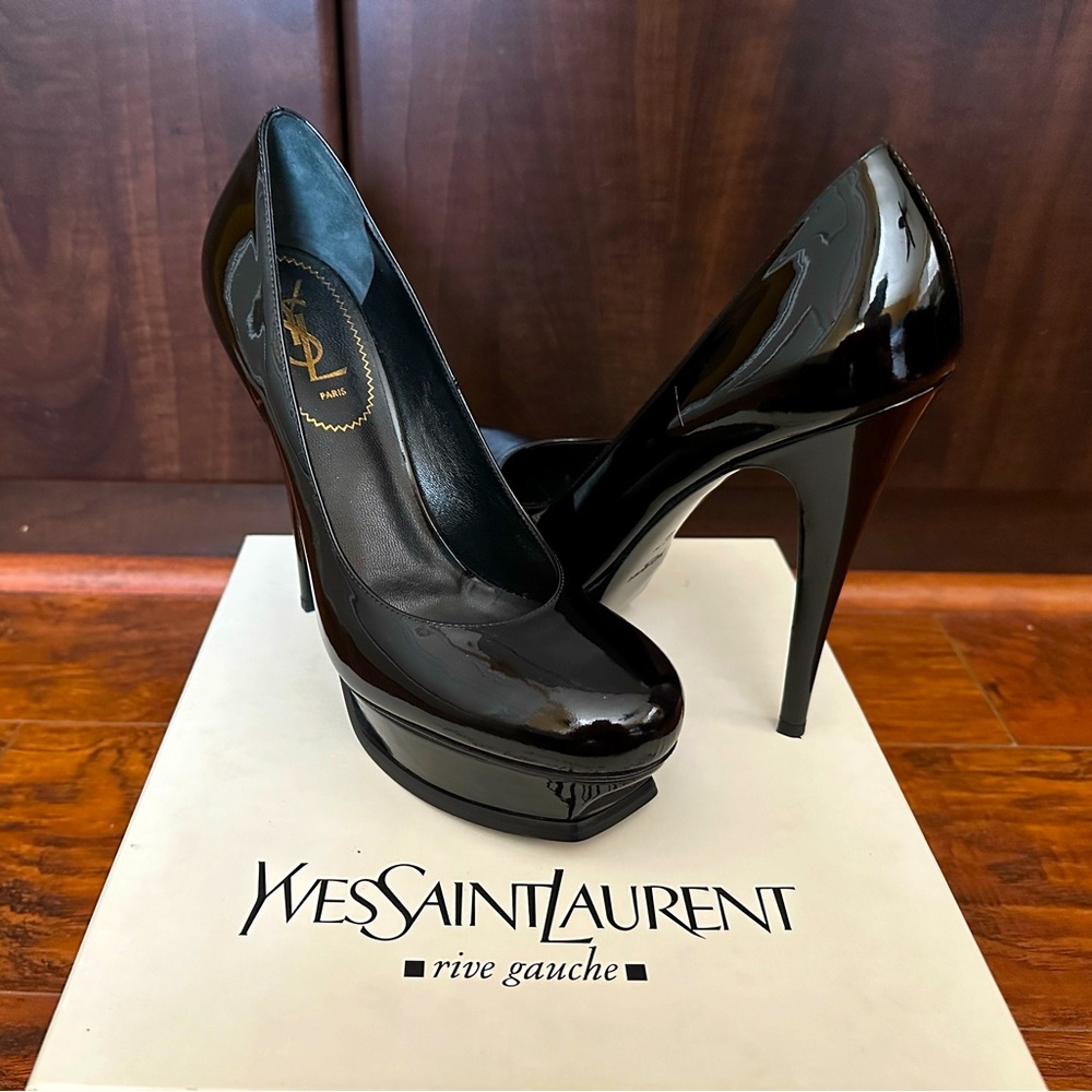 YSL Tribute 105 pump Vitello Vernice soft black. Brand new. Never worn.